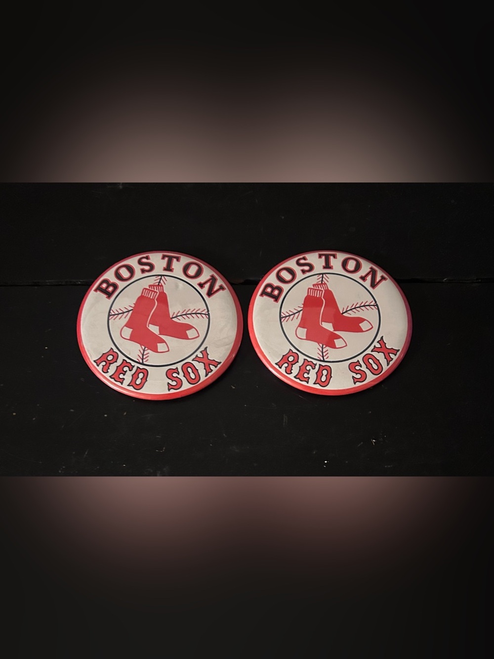 Lot 2 Vintage Boston Red Sox Oversized 4” Pinback Buttons Baseball MLB